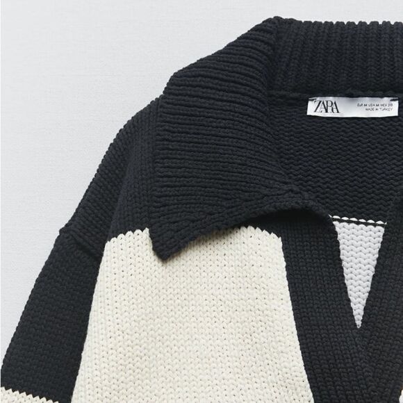 Zara Knit Polo Striped Sweater New - Picture 3 of 10